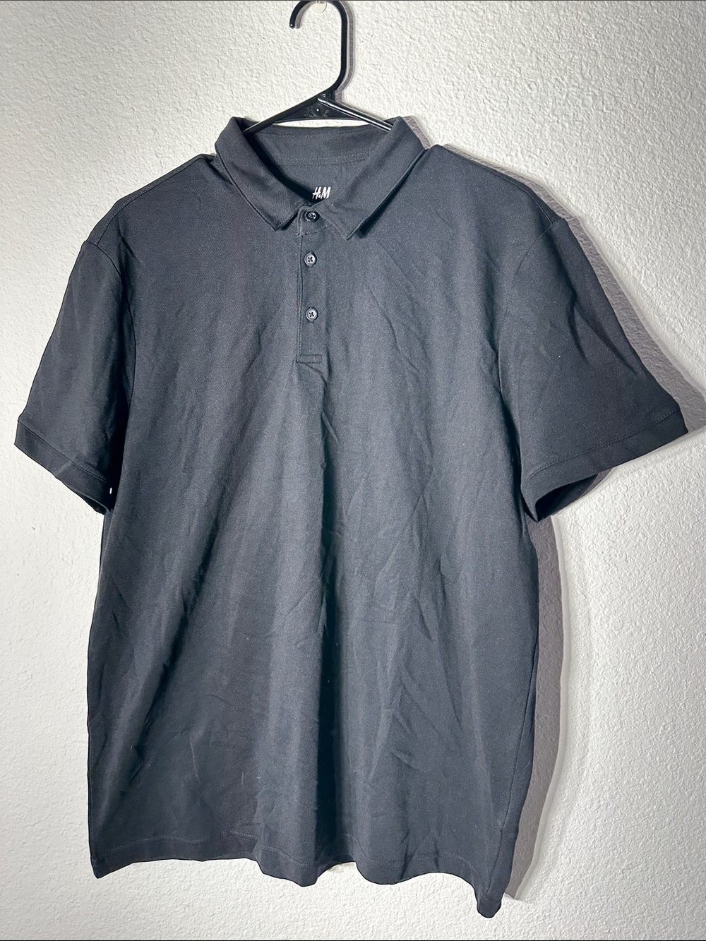 Brand New H&M Men's Black Short-Sleeve Polo Shirt COOLMAX